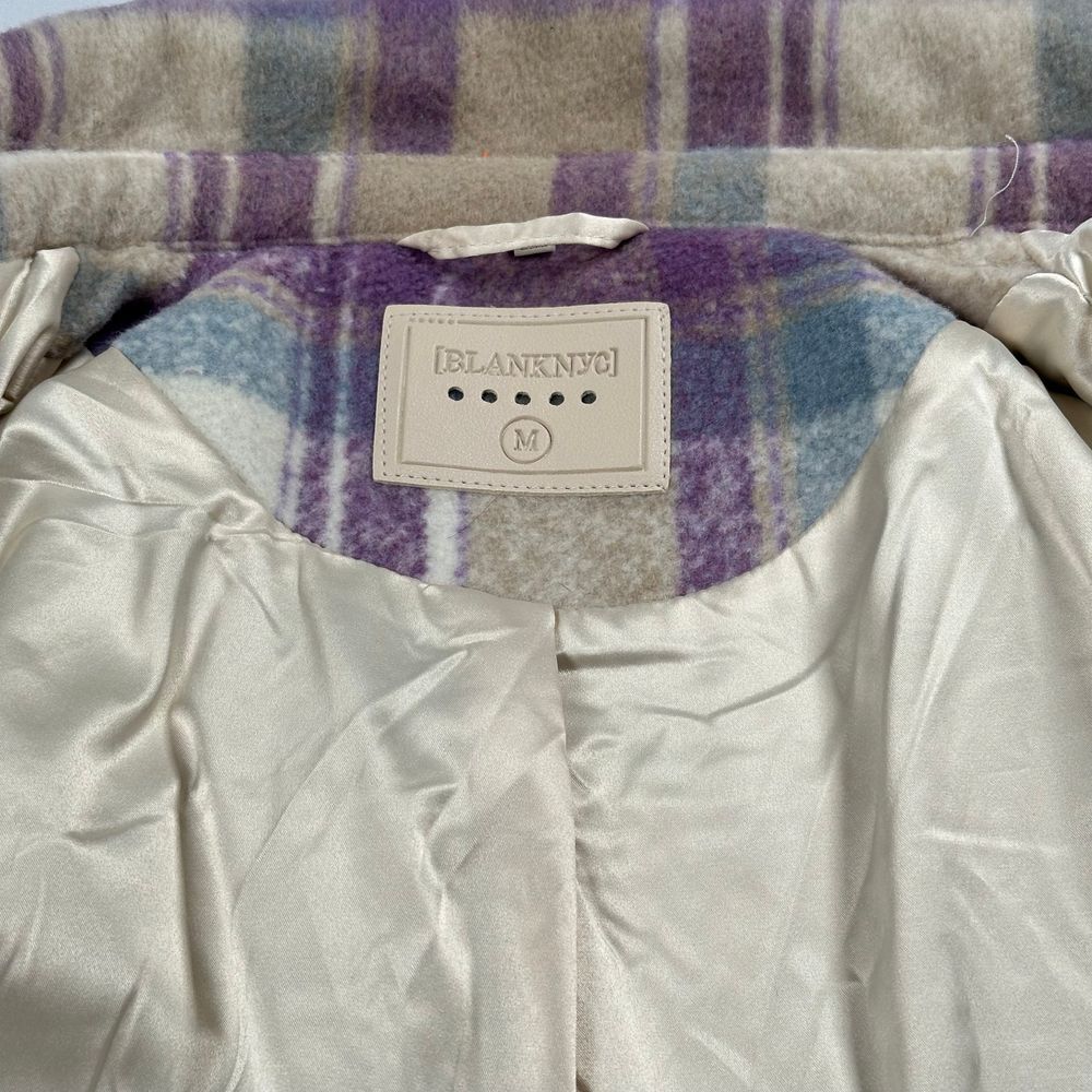 Blank NYC Shacket Medium Lavender Purple Plaid Cropped‎ Button Up Jacket Shirt - Picture 9 of 10
